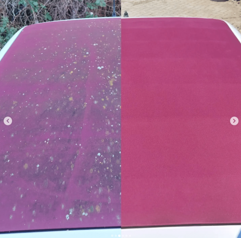 Cabriodak voor en na professionele reiniging en impregnering bij A1 Car Cleaning Bunschoten